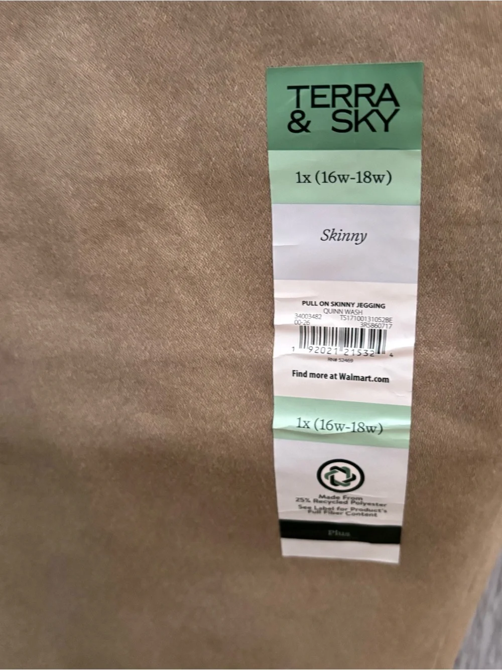 Terra & Sky Khaki Skinny Stretch Pull on Jeans